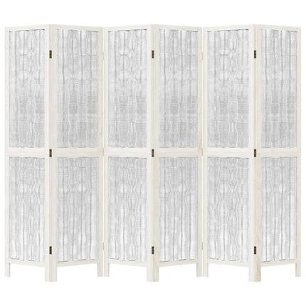 Divisorio Ambienti 6Pannelli Bianco Legno Massello di Paulownia