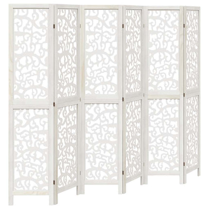 Divisorio Ambienti 6Pannelli Bianco Legno Massello di Paulownia