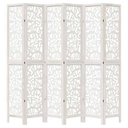 Divisorio Ambienti 6Pannelli Bianco Legno Massello di Paulownia