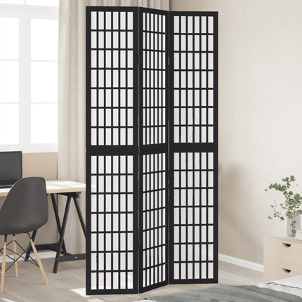 Divisorio Ambienti 3 Pannelli Nero Legno Massello di Paulownia