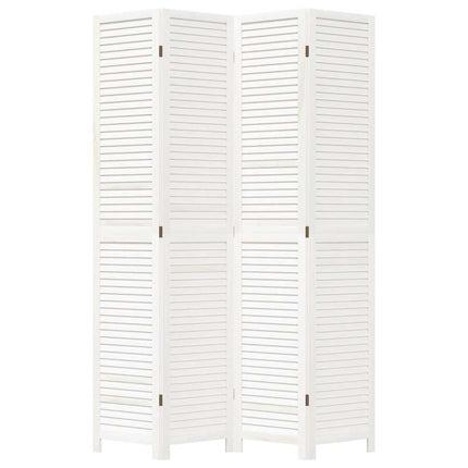 Divisorio Ambienti 4Pannelli Bianco Legno Massello di Paulownia