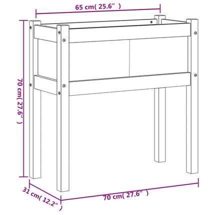 Fioriera Giardino Gambe Marrone Cera 70x31x70 cm Massello Pino