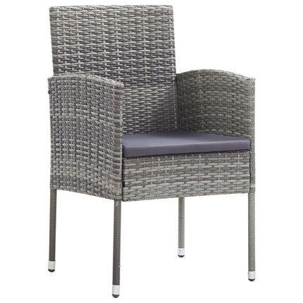 Set da Pranzo da Giardino 9 pz Nero Grigio Polyrattan e Acciaio