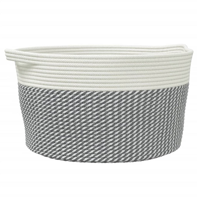 Cestino Portaoggetti Grigio e Bianco ÃƒËœ40x25 cm in Cotone