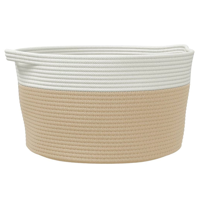 Cestino Portaoggetti Beige e Bianco Ã˜40x25 cm in Cotone