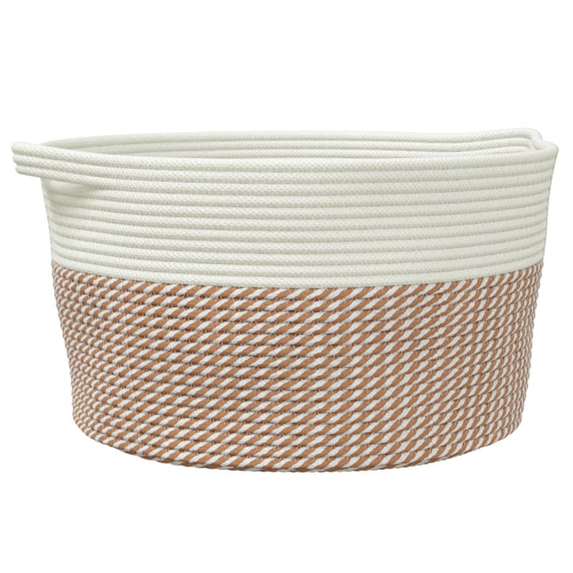 Cestino Portaoggetti Marrone e Bianco ÃƒËœ40x25 cm in Cotone