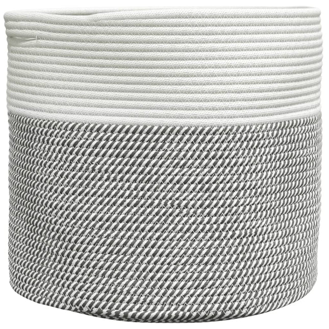 Cestino Portaoggetti Grigio e Bianco ÃƒËœ40x35 cm in Cotone