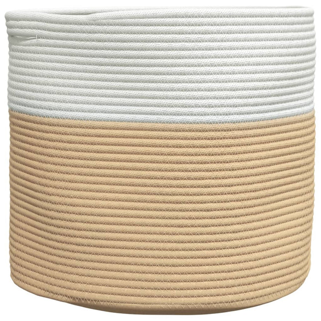 Cestino Portaoggetti Beige e Bianco Ã˜40x35 cm in Cotone