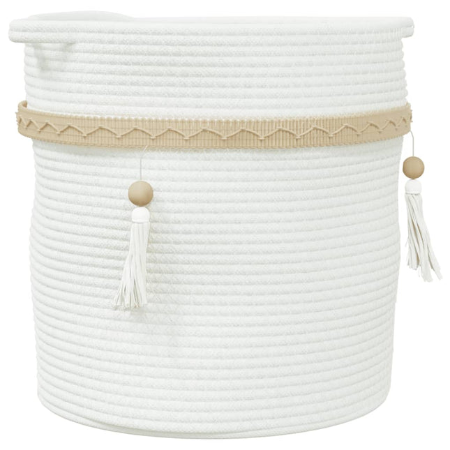 Cestino Portaoggetti Bianco Ã˜38x36 cm in Cotone