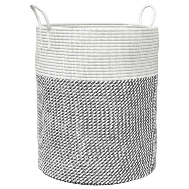 Cestino Portaoggetti Grigio e Bianco ÃƒËœ38x46 cm in Cotone