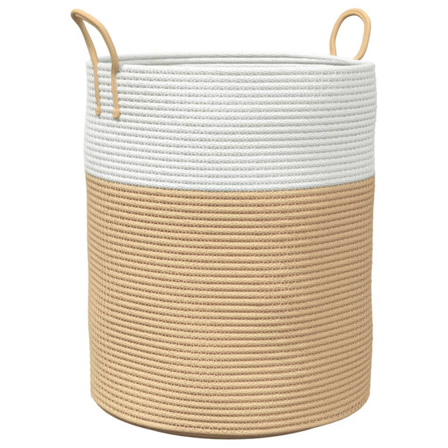Cestino Portaoggetti Beige e Bianco Ã˜38x46 cm in Cotone
