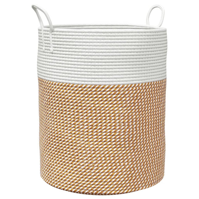 Cestino Portaoggetti Marrone e Bianco Ã˜38x46 cm in Cotone