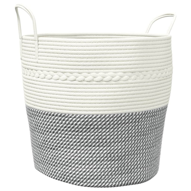 Cestino Portaoggetti Grigio e Bianco ÃƒËœ43x38 cm in Cotone