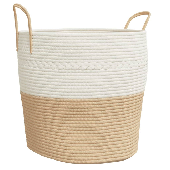 Cestino Portaoggetti Beige e Bianco Ã˜43x38 cm in Cotone
