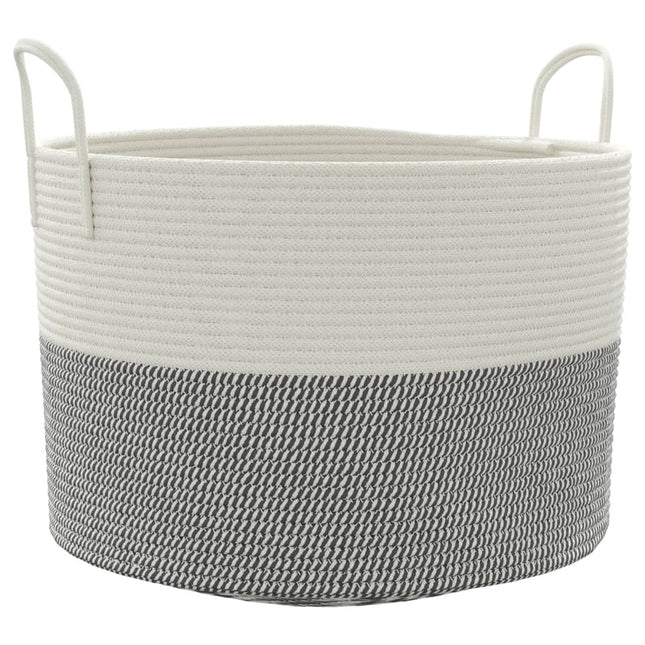 Cestino Portaoggetti Grigio e Bianco ÃƒËœ51x33 cm in Cotone