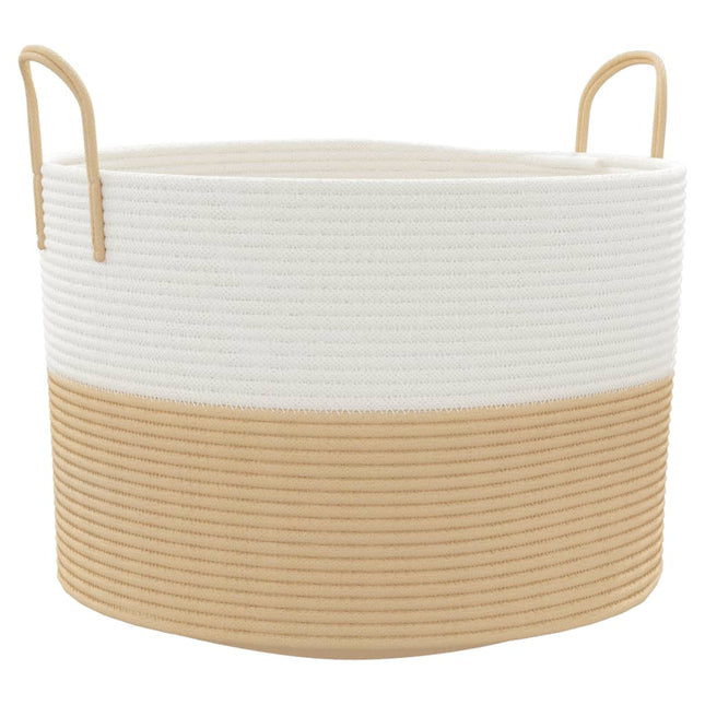 Cestino Portaoggetti Beige e Bianco Ã˜51x33 cm in Cotone