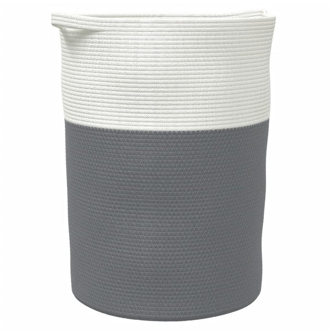 Cestino Portaoggetti Grigio e Bianco Ã˜49x65 cm in Cotone