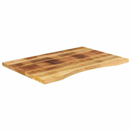 Piano Scrivania con Curva 90x50x2,5 cm Massello Grezzo di Mango
