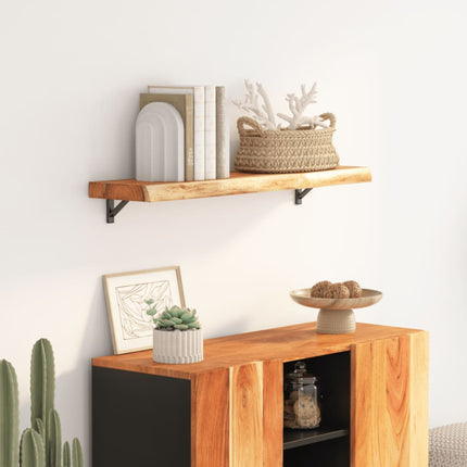 Mensola Muro 100x20x2,5cm Rettangolare Legno Acacia Bordi Vivi