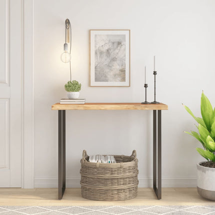 Piano Tavolo 90x40x2,5 cm Rettangolare Legno Acacia Bordi Vivi
