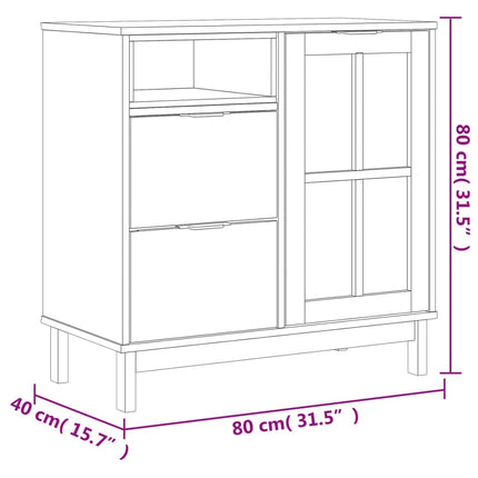 Credenza con Anta in Vetro FLAM 80x40x80 cm Massello di Pino