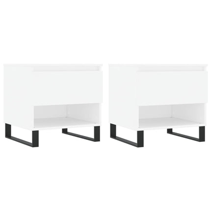 Tavolini Salotto 2 pz Bianchi 50x46x50 cm in Legno Multistrato
