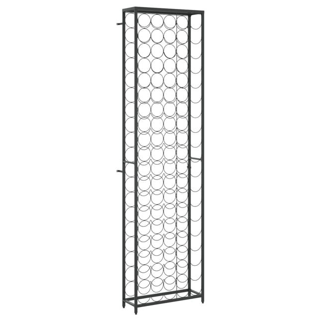 Portavini da 95 Bottiglie Nero 54x18x200cm in Ferro Battuto