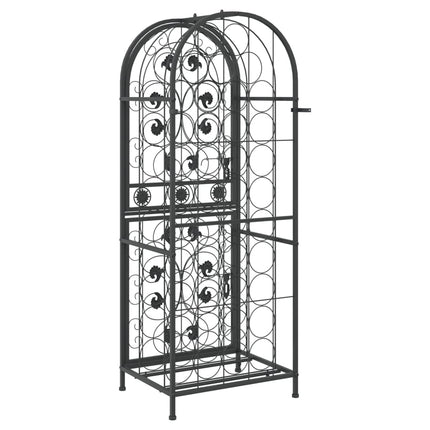 Portavini da 41 Bottiglie Nero 45x36x120cm in Ferro Battuto