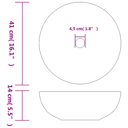Lavabo da Appoggio Multicolore Rotondo Φ41x14 cm Ceramica