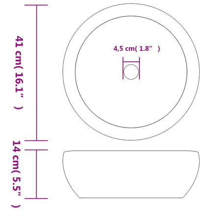 Lavabo da Appoggio Grigio Rotondo Φ41x14 cm Ceramica