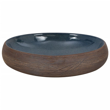 Lavabo da Appoggio Marrone e Blu Ovale 59x40x15 cm Ceramica
