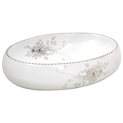 Lavabo da Appoggio Bianco Ovale 59x40x15 cm Ceramica