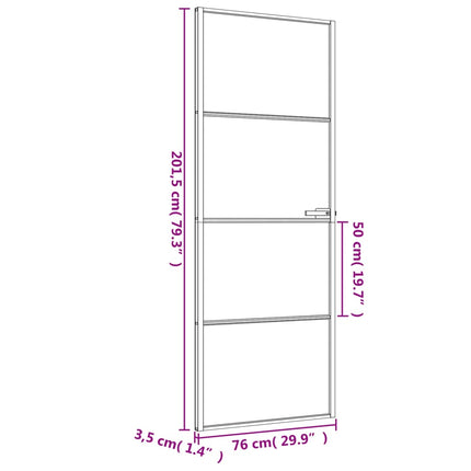 Porta per Interni Nera 76x201,5cm Vetro Temperato e Alluminio