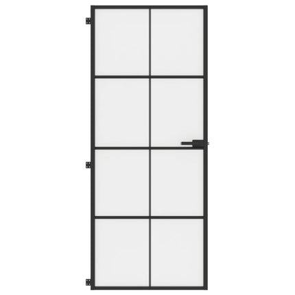 Porta Interni Sottile Nera 83x201,5cm Vetro Temperato Alluminio