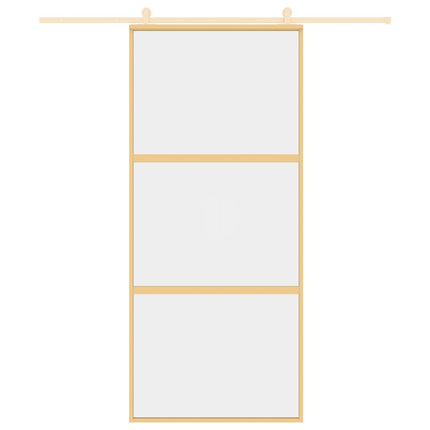 Porta Scorrevole Dorata 90x205 Vetro Trasparente ESG Alluminio