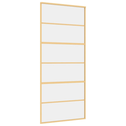 Porta Scorrevole Dorata 90x205 Vetro Trasparente ESG Alluminio