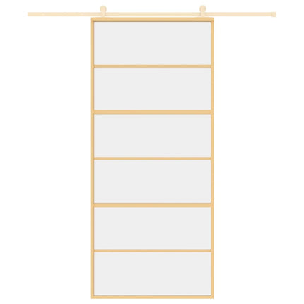 Porta Scorrevole Dorata 90x205 Vetro Trasparente ESG Alluminio