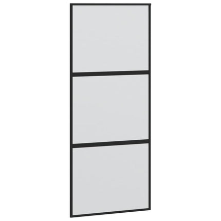 Porta Scorrevole Nera 90x205 cm in Vetro Temperato e Alluminio