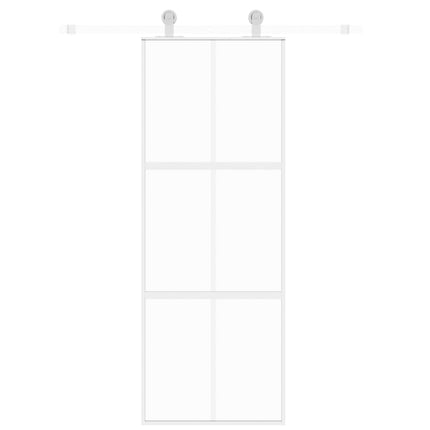 Porta Scorrevole Bianca 76x205 cm Vetro Temperato e Alluminio