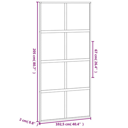 Porta Scorrevole Nera 102,5x205 cm Vetro Temperato e Alluminio