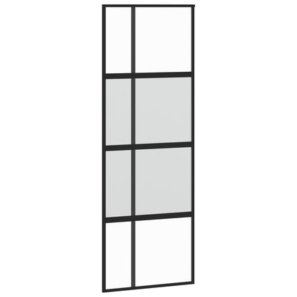 Porta Scorrevole Nera 76x205 cm in Vetro Temperato e Alluminio