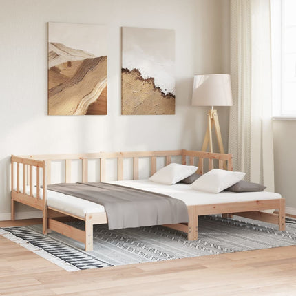 Divano Letto con Letto Estraibile 90x190 cm Legno Massello Pino