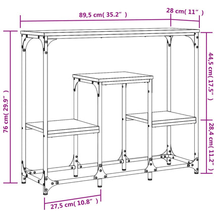 Tavolino Consolle Nero 89,5x28x76 cm in Legno Multistrato