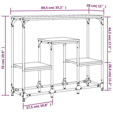 Tavolo Consolle Grigio Sonoma 89,5x28x76cm in Legno Multistrato