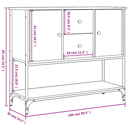 Credenza Grigio Sonoma 100x36x85 cm in Legno Multistrato