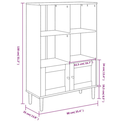Credenza SENJA Aspetto Rattan Marrone 90x35x130 cm Legno Pino