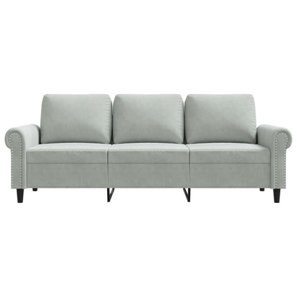 Divano a 3 Posti Grigio Chiaro 180 cm in Velluto