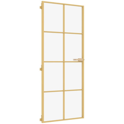 Porta Interni Sottile Oro 83x201,5cm Vetro Temperato Alluminio