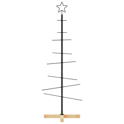 Albero di Natale in Metallo con Base in Legno Nero 120 cm