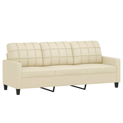 Divano a 3 Posti Crema 180 cm in Similpelle